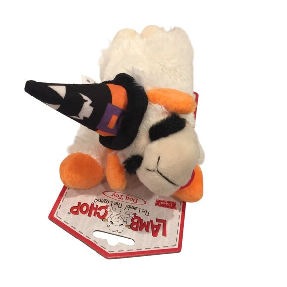 Lamb Chop Halloween Witch Hat Plush Squeak 7" Dog Toy Orange Paws - Picture 1 of 4
